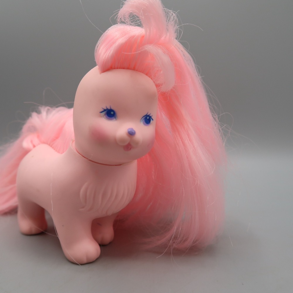 Vintage 1986 Mattel Lady Lovely Locks Pink Dog‎ Puppy Figure TCFT Pet